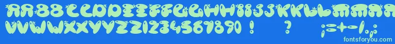 Poisb Font – Green Fonts on Blue Background