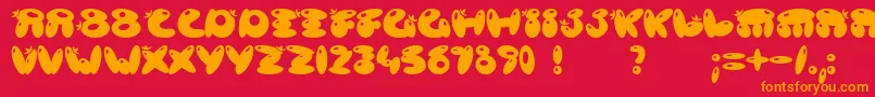 フォントPoisb – 赤い背景にオレンジの文字