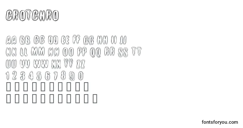 Schriftart Crotchro – Alphabet, Zahlen, spezielle Symbole