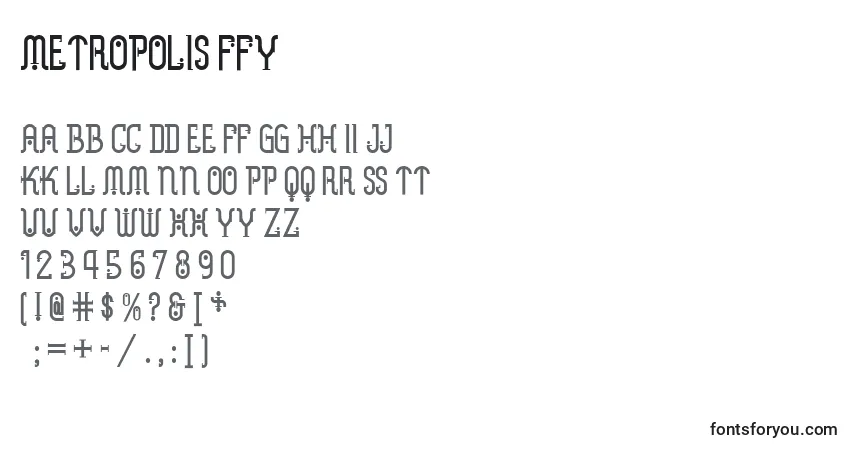Schriftart Metropolis ffy – Alphabet, Zahlen, spezielle Symbole