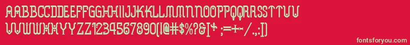 フォントMetropolis ffy – 赤い背景に緑の文字