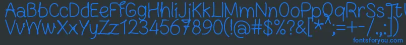 FnBlocknoteHandRegular Font – Blue Fonts on Black Background