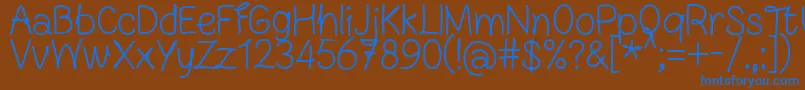 FnBlocknoteHandRegular Font – Blue Fonts on Brown Background