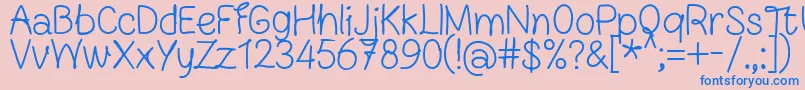 FnBlocknoteHandRegular Font – Blue Fonts on Pink Background