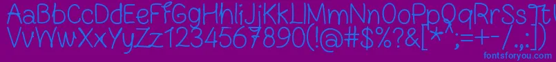 FnBlocknoteHandRegular Font – Blue Fonts on Purple Background