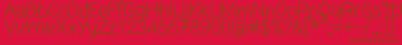 FnBlocknoteHandRegular-Schriftart – Braune Schriften auf rotem Hintergrund