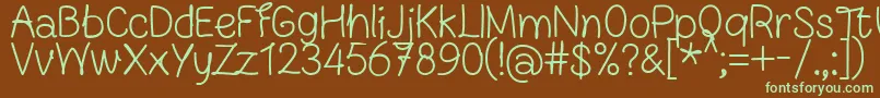 FnBlocknoteHandRegular Font – Green Fonts on Brown Background