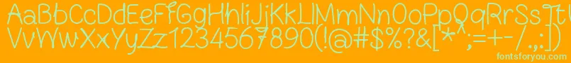 FnBlocknoteHandRegular Font – Green Fonts on Orange Background