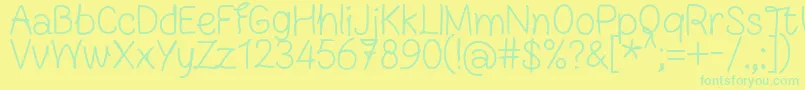 Police FnBlocknoteHandRegular – polices vertes sur fond jaune