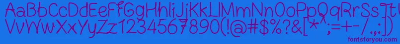 FnBlocknoteHandRegular Font – Purple Fonts on Blue Background