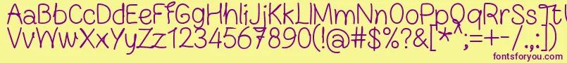 FnBlocknoteHandRegular Font – Purple Fonts on Yellow Background