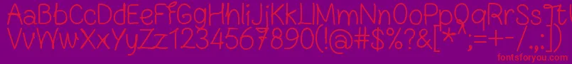 FnBlocknoteHandRegular-fontti – punaiset fontit violetilla taustalla