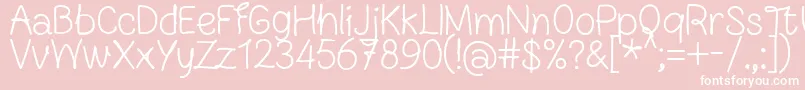 FnBlocknoteHandRegular-Schriftart – Weiße Schriften auf rosa Hintergrund