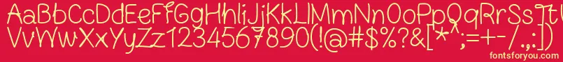 FnBlocknoteHandRegular Font – Yellow Fonts on Red Background