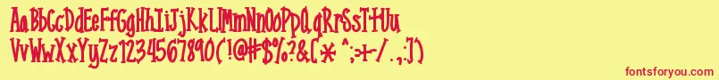 フォントMixnarrowserif – 赤い文字の黄色い背景