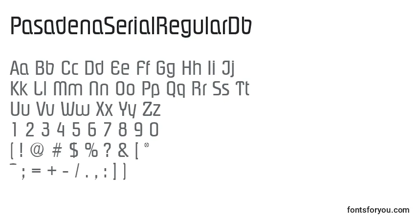 Шрифт PasadenaSerialRegularDb – алфавит, цифры, специальные символы