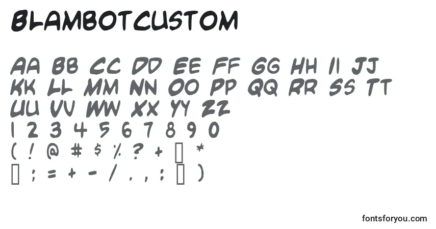 A fonte Blambotcustom – alfabeto, números, caracteres especiais