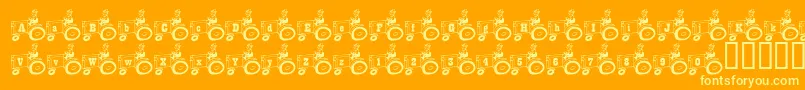 DadsTractor-Schriftart – Gelbe Schriften auf orangefarbenem Hintergrund