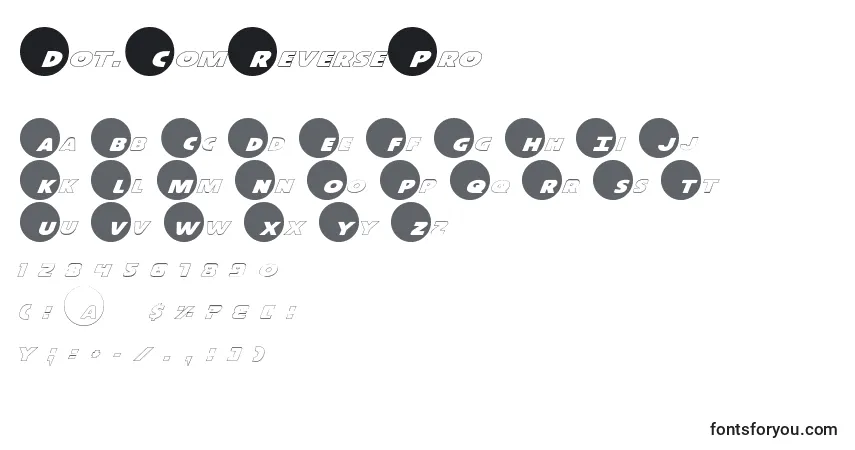 Czcionka Dot.ComReversePro – alfabet, cyfry, specjalne znaki
