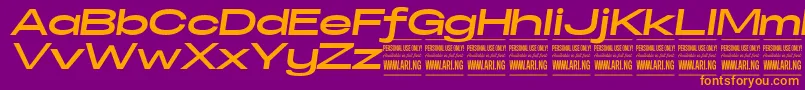 SpecifypersonalExexpbolditalic Font – Orange Fonts on Purple Background