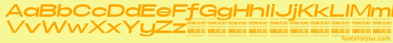SpecifypersonalExexpbolditalic-fontti – oranssit fontit keltaisella taustalla