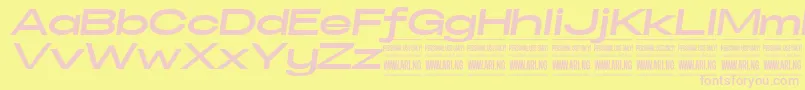 SpecifypersonalExexpbolditalic-fontti – vaaleanpunaiset fontit keltaisella taustalla