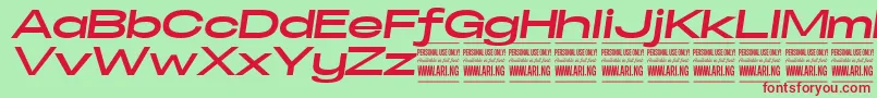 SpecifypersonalExexpbolditalic Font – Red Fonts on Green Background