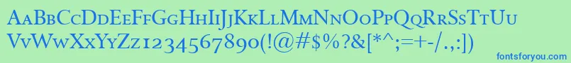 IsoldeSmallcaps Font – Blue Fonts on Green Background