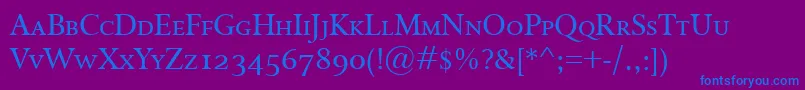 IsoldeSmallcaps Font – Blue Fonts on Purple Background