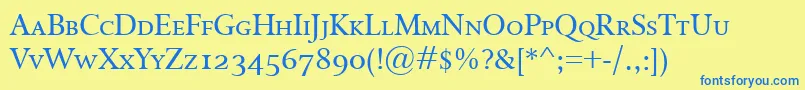 IsoldeSmallcaps Font – Blue Fonts on Yellow Background