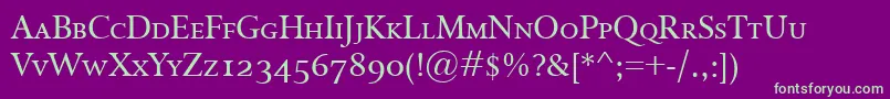 IsoldeSmallcaps Font – Green Fonts on Purple Background