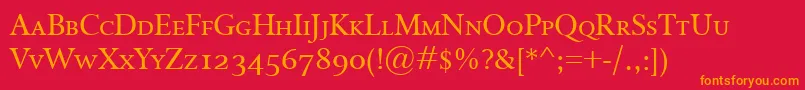 IsoldeSmallcaps Font – Orange Fonts on Red Background