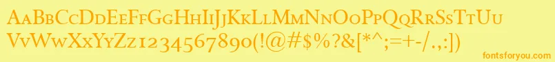 More about IsoldeSmallcaps Font IsoldeSmallcaps Font – Orange Fonts on Yellow Background