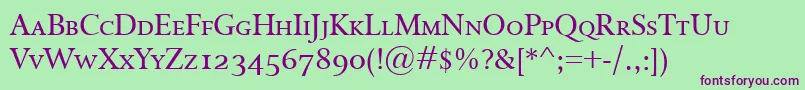 IsoldeSmallcaps Font – Purple Fonts on Green Background