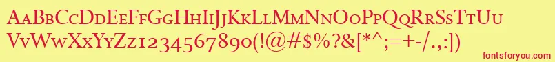 IsoldeSmallcaps Font – Red Fonts on Yellow Background