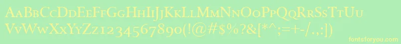 IsoldeSmallcaps Font – Yellow Fonts on Green Background