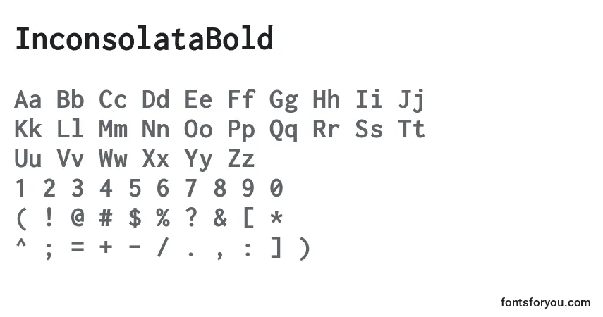 A fonte InconsolataBold – alfabeto, números, caracteres especiais