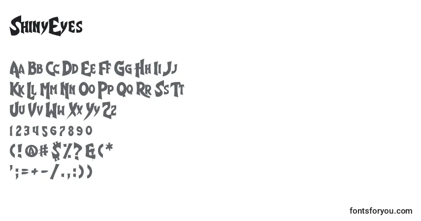 Schriftart ShinyEyes – Alphabet, Zahlen, spezielle Symbole