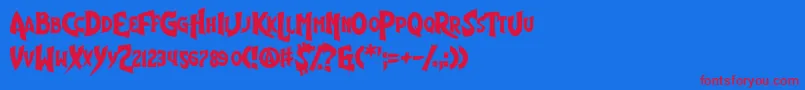 ShinyEyes-Schriftart – Rote Schriften auf blauem Hintergrund