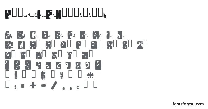 Schriftart PsychedelicFillmorewesta – Alphabet, Zahlen, spezielle Symbole
