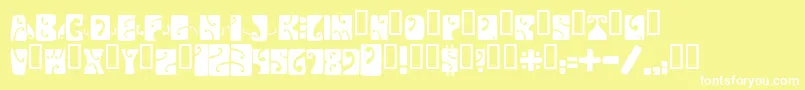 Шрифт PsychedelicFillmorewesta – белые шрифты на жёлтом фоне
