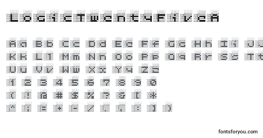 Schriftart LogicTwentyFiveA – Alphabet, Zahlen, spezielle Symbole