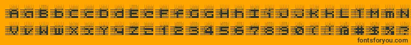 Fonte LogicTwentyFiveA – fontes pretas em um fundo laranja