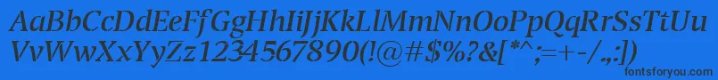 TransportItalic-Schriftart – Schwarze Schriften auf blauem Hintergrund