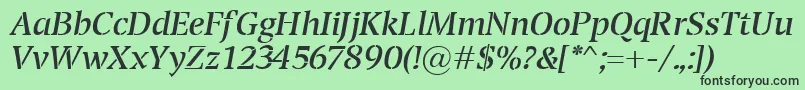 TransportItalic Font – Black Fonts on Green Background