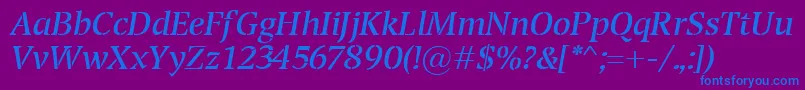 TransportItalic Font – Blue Fonts on Purple Background