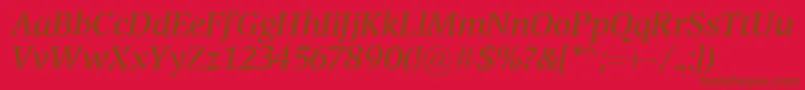 Czcionka TransportItalic – brązowe czcionki na czerwonym tle