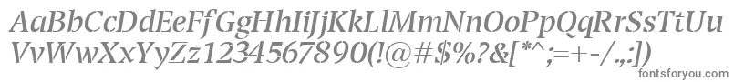 TransportItalic-fontti – harmaat kirjasimet valkoisella taustalla