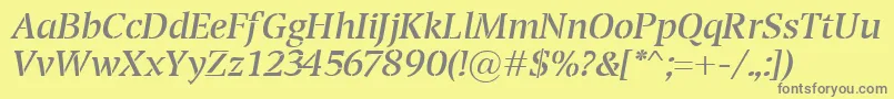 フォントTransportItalic – 黄色の背景に灰色の文字