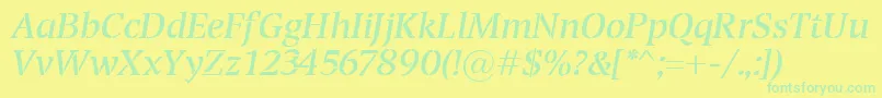 TransportItalic Font – Green Fonts on Yellow Background